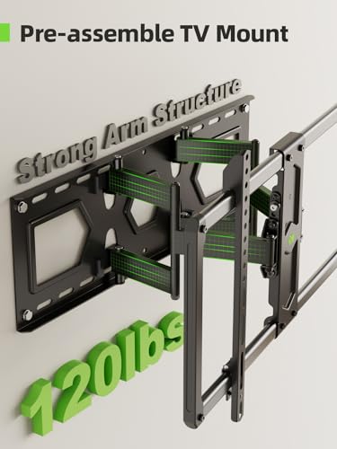 USX MOUNT Low Profile Full Motion TV Wall Mount for 37-90 Inch TV, Ultra Slim TV Mount with Swivel and Tilt, Wall Mount TV Bracket with Articulating Dual Arms, Fits 24inch Studs,Max VESA 600x400mm