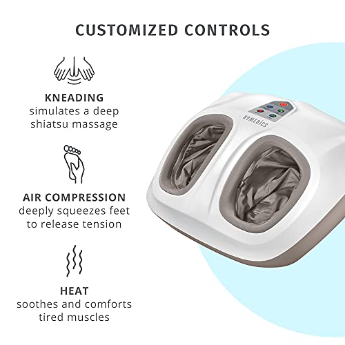 HoMedics Shiatsu Air 2.0 Foot Massager with Soothing Heat and Rhythmic Air Compression, 3 Customized Controls and Intensities, Washable Liner, At-Home Kneading Massage Relaxes Feet, 3 Speed Options