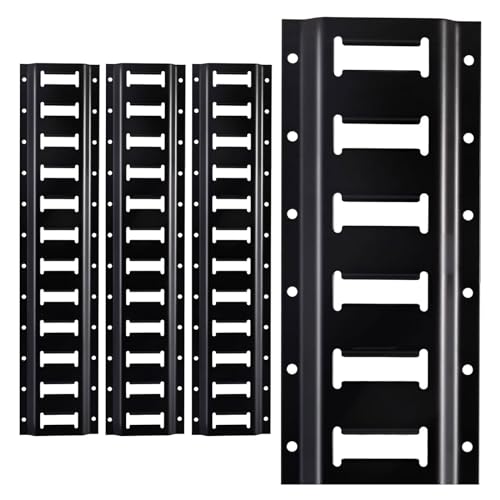 SALUINOKI 4Pack 1ft E Track Rails Tie Down Etrack Rail with Powder-Coated Steel e-Track for Garages, Workshops E-Tracks Accessories Black