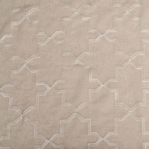 Superior Quatrefoil Embroidered Curtains, Window Accents, Perfect for Family Room or Bedroom, Classic, Modern, Traditional with Rod Pockets or Grommets, Curtain Set of 2 Panels, 52" X 63", Beige