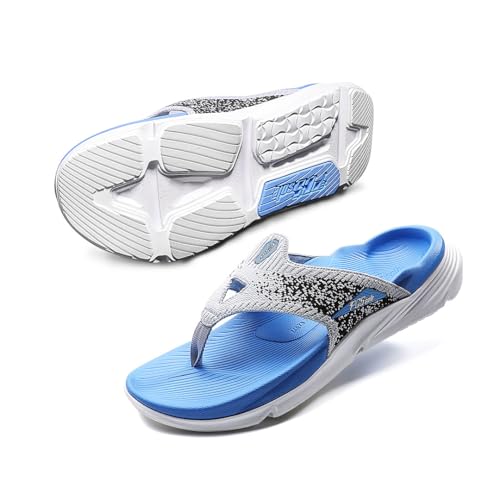 PCSsole Plantar Fasciitis Sandals for Men - High Arch Support Flip Flops with Comfort Cushion & Rubber Sole - Recovery Thong Orthotic Sandals for Foot Pain - Flat Feet - Arch Pain - Heel Pain