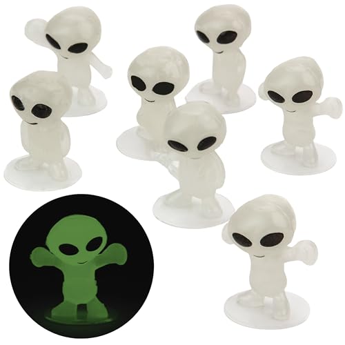 Glow in the Dark Alien Figurines for Kids - 25 Pcs Small Halloween Party Favors Fillers Goodie Bag Classroom Prizes Pinata Stuffers Halloween Toys Bulk Gifts for Kids - Vending Machine Toy Easter Toys