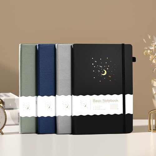 CAGIE Lined Journal Notebook for Work, 196 Pages, 5.7" x 8.3", Hardcover Notebook Journals for Writing Women Men Note Taking Diary with Pen Loop (Black Ruled), Gifts