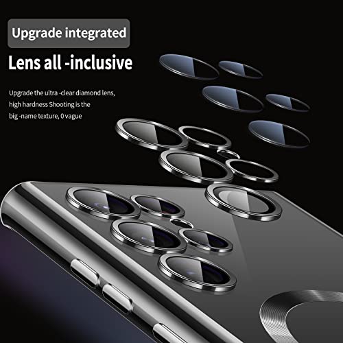 For Samsung Galaxy S23 Ultra Case（only）, Covers for s23u .Magnetic Metallic Glossy Slim Clear Luxury Soft Shockproof funda capa para for Galaxy S23 Ultra 6.8 inch .Compatible with MagSafe(Black)