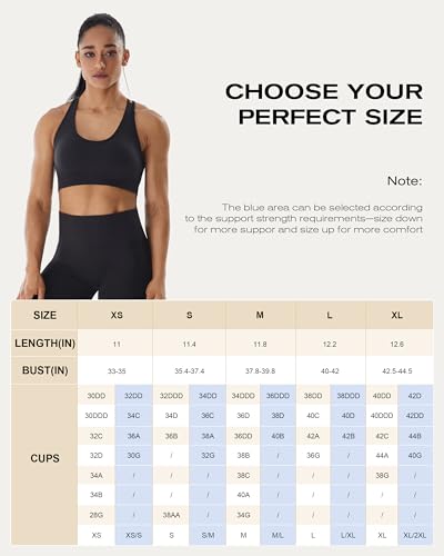 JOYSPELS Sports Bras for Women Seamless Strap Adjustable Medium Support Open Back Workout Tops