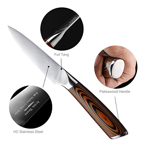 Aroma House Paring Knife 4 inch - Paring Knives Best Small Kitchen Knife Fruit Knife,German High Carbon Stainless Steel Ultra Sharp Peeling Knife with Ergonomic Handle