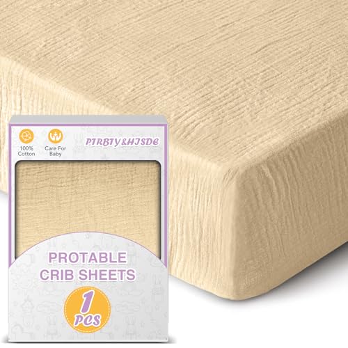 Muslin Crib Sheets for Girls and Boys,Baby Crib Sheets,Baby Sheets for Crib,Soft Crib Sheets Fitted Baby Toddler Bed Sheets 28" x 52"Inch (1 Pack Fog)