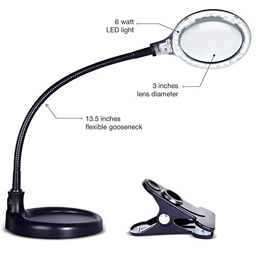 Brightech LightView Pro Flex 2 in 1 Magnifying Desk Lamp, 1.75x Light Magnifier, Adjustable Magnifying Glass with Light for Crafts, Reading, Close Work