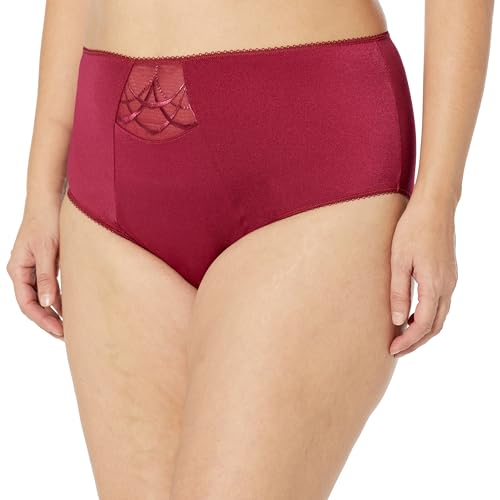 Elomi Women's Plus Size Cate Embroidered Full Coverage Brief, Raisin, 4L