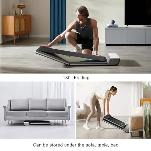 WalkingPad Folding Treadmill, Ultra Slim Foldable Treadmill Smart Fold Walking Pad Portable Safety Non Holder Gym and Running Device P1 Grey 0.5-3.75MPH