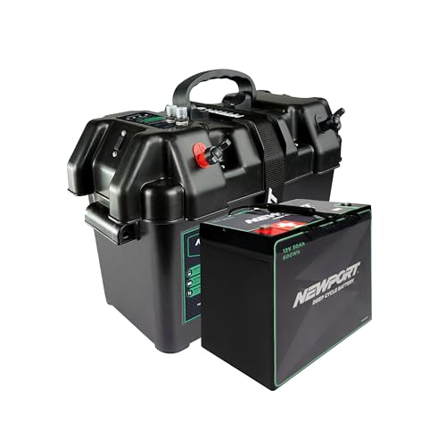 Newport Trolling Motor Smart Battery Box Power Center with USB and DC Ports, Medium
