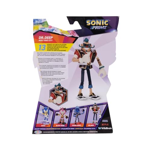 Sonic Prime 5-inch Dr. Deep - New Yoke City Action Figure 13 points of Articulations. Ages 3+ (Officially licensed by Sega and Netflix)