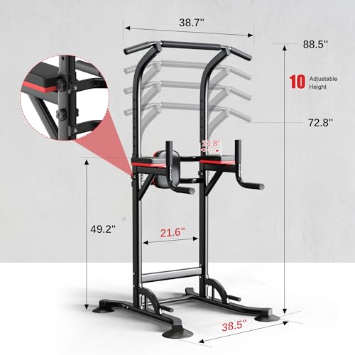 Pull Up Bar Station, Power Tower Dip Bar for Pull-up Push-up Multi-function Home Gym Strength Training Workout Equipment