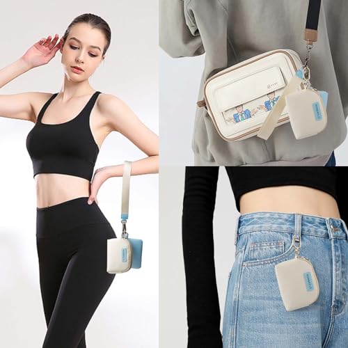 Sunpour Mini Zip Around Wristlet keychain Wallet for Women Dual Pouch Wristlet Portable wallet Coin Purse Mini Women Coin Pocket(Blue)
