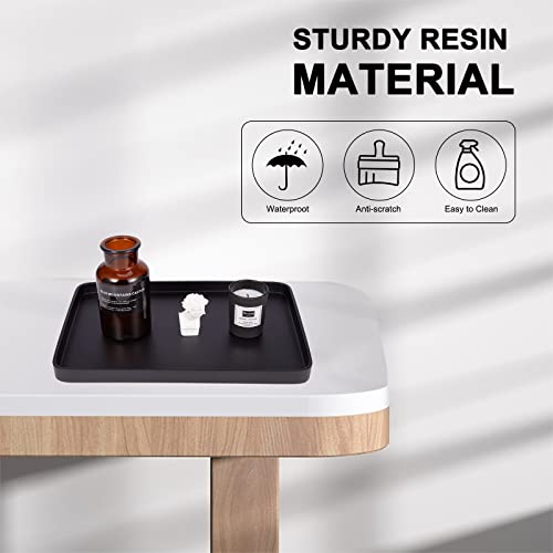 SZYRL Bathroom Sink Vanity Tray, Large Resin Bathroom Tray Perfume Tray Rectangle Decorative Tray Organizer for Vanity Dresser Bathroom Countertop Living Room Kitchen（Black）