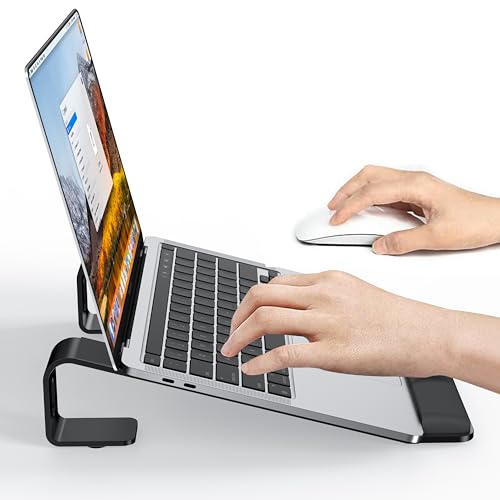 NTMY Laptop Stand for Desk,Laptop Stand with Wrist Support,Computer Stand for Laptop,Ventilated Ergonomic Laptop Stand with Wrist Pad,Stand for Laptop on Desk for MacBook/HP/Dell/Acer/Lenovo (Black)