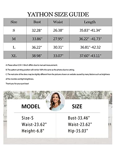 YATHON Summer Dresses for Women 2024 Floral Knee Length High Low Hem Dress with Pocket (YT231-Blue White F 03,S)