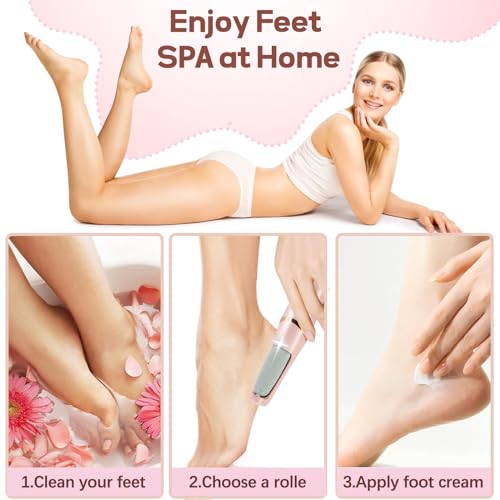 Smooth Pedicure Wand, Electric Foot Callus Remover Rechargeable Pedicure Tool Callus Remover for Feet Electronic Foot File, Feet Care for Removes Dry Hard & Dead Skin Ideal Gift (Pink)