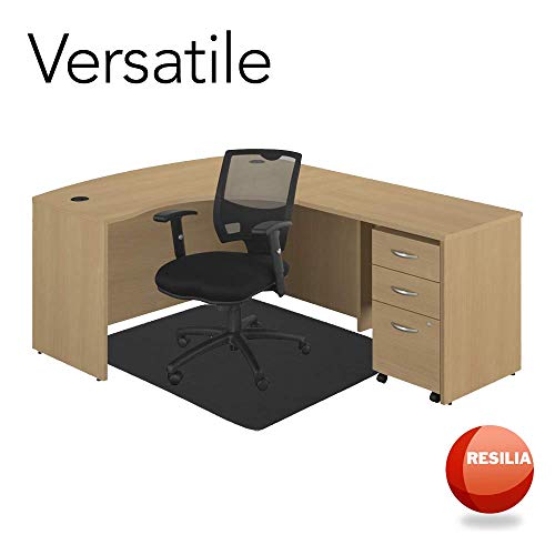 Resilia Office Desk Chair Mat - for Low Pile Carpet (with Grippers) Black, 30 Inches x 48 Inches, Made in The USA