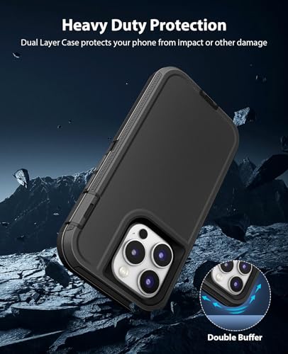 Jelanry Case for iPhone 15 Pro 5G 6.1-inch, Heavy Duty Rugged Dual-Layer Protection with Port Anti dust/Shockproof Dropproof/Anti-Scratch Armor Matte Phone Cases Back Cover for iPhone 15 Pro, Black