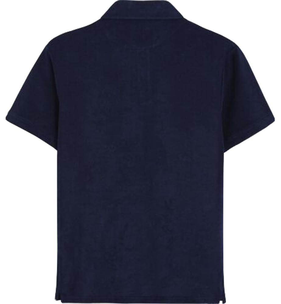 Vilebrequin Men Organic Cotton Terry Polo Solid, M, Navy Blue