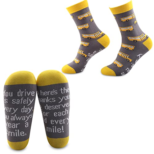 CMNIM School Bus Driver Appreciation Gifts 2 Pairs School Bus Driver Socks Thank You Gifts for School Bus Drivers Retirement Gifts (2 Pairs school bus socks)