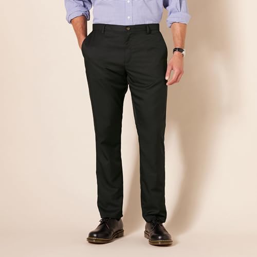 Amazon Essentials Men's Slim-Fit Flat-Front Dress Pant, Black, 42W x 29L