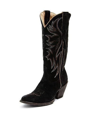 KaroNairy Women Cowboy Boots Faux Suede Embroidered Pointed Thick Heeled Western Wide Calf Cowgirl Ponited Toe Mid Calf Boots Blue12