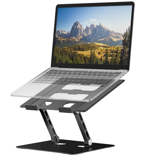 YTech Adjustable Laptop Stand,Ergonomic Foldable Notebook Computer Holder.Compatible with MacBook iPad Dell HP Lenovo ThinkPad Acer ASUS Samsung and More 10-17" Laptops Tablets,Black