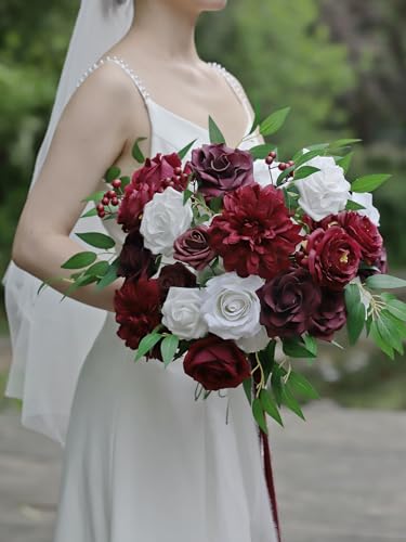 MISSPIN Fall Artificial Flowers Combo Box Set Fake Flowers for DIY Wedding Bridal Bouquets Faux Roses Floral Arrangements with Stems for Party Table Centerpieces Autumn Home Indoor Outdoor Decoration