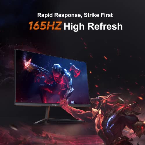 INFIEVO Gaming Monitor 24 Inch FHD 1080P Computer Monitor 165Hz VA 1ms Built-in Speakers, FreeSync, Ultra-Thin PC Monitor, VESA Compatible, Tilt Adjustable, Eye Care Technology, HDMI/DP