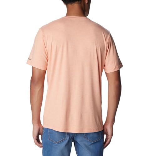 Columbia Men's Kwick Hike Graphic Short Sleeve Tee, Apricot Fizz/CSC Box Treeline, Small