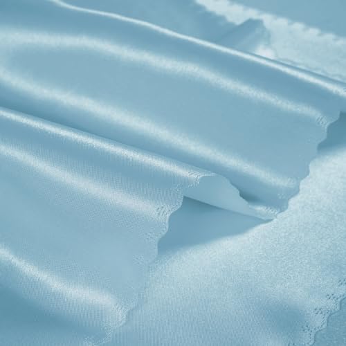 Horbaunal 100 Pack Satin Napkins 17" x 17" Square Dinner Napkins with Elegant Lace, Soft Cloth Napkins for Parties, Weddings, Events, Baby Blue
