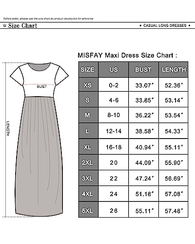 MISFAY Women Short Sleeve Loose Plain Maxi Dresses Casual Long Dresses Pockets(Lemon Black,M)