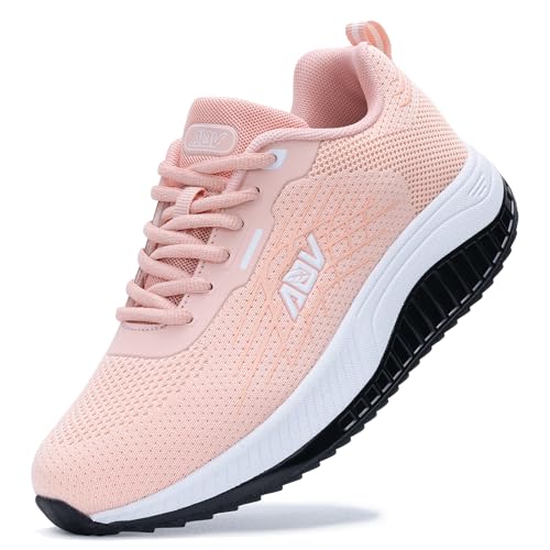 QAUPPE Women's Walking Shoes Arch Support Shoes Platform Tennis Sneakers Running Orthotic Shoes for Plantar Fasciitis Pink 10.5