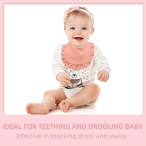 duludulu Baby Muslin Bibs, Bandana Drool Baby Bibs for Girls, Adjustable 100% Cotton Soft Baby Bibs for Drooling and Teething Organic Solid Colors Lap-Shoulder Bibs