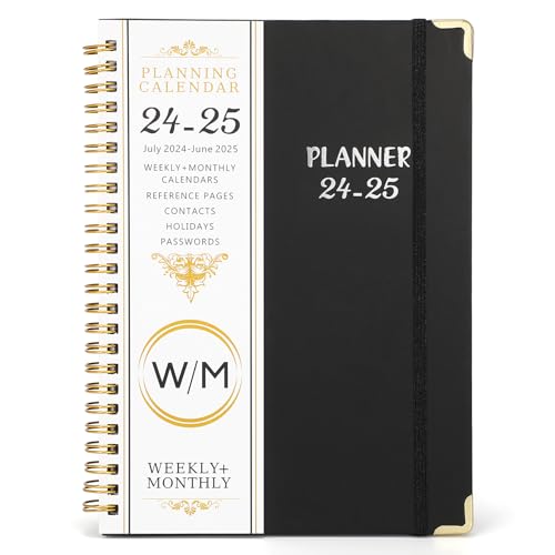 2024-2025 Academic Planner - July 2024 - June 2025, 6.3" x 8.5", School Planner 2024-2025 Weekly Monthly Planner with Tabs, Hardcover, Thick Paper, A5 Agenda Calendar Organizer, Black