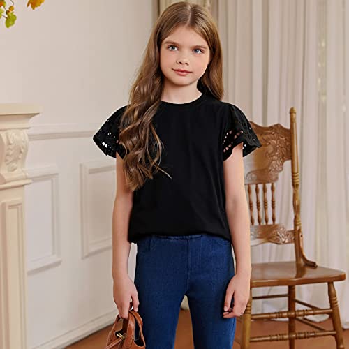 blibean Young Girl Long Sleeve Shirt Little Kid Fall Top Blouse Dress Clothing Age 10T-11T (Size 10-11 Year) Black