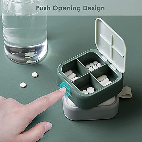 Small Pill Case, Cute Pill Box - Acedada Travel Daily Pill Organizer, Portable Pretty Pill Container for Purse Pocket, Compact Medicine Holder for Vitamins, Fish Oils, Supplements, Green