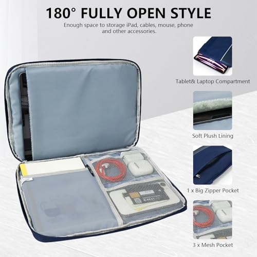 Laviitp Sleeve Bag for iPad Pro 13 inch M4 & Air M2 2024, iPad Pro 12.9 inch 2022-2018, for Surface Pro 9 8, for Galaxy Tab S9+/ S8+/FE 12.4, Waterproof Slim Case with Pocket for Tablet Work, Blue