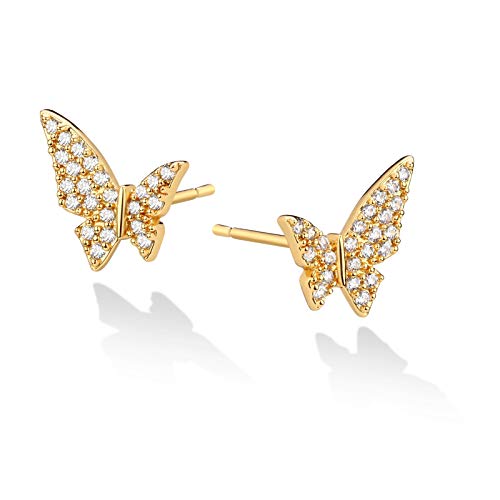 LOYATA Triangle Earrings Gold Ear Jacket Stud Open 14K Gold Plated Dainty Small Simple Hypoallergenic Geometric Jewelry Gift for Women