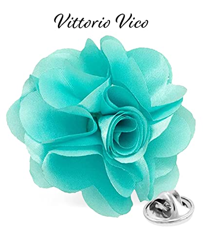 Vittorio Vico Men's Formal Solid Color Flower Lapel Pin - Brooch, Boutonniere for Men (Peach)
