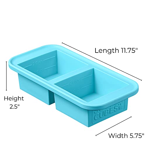 Souper Cubes 2 Cup Silicone Freezer Molds With Lids - Easy Meal Prep Container - Silicone Freezer Trays With Lid for Food, Stocks and More, Silicone Soup Freezer Molds - Aqua - 1-Pack