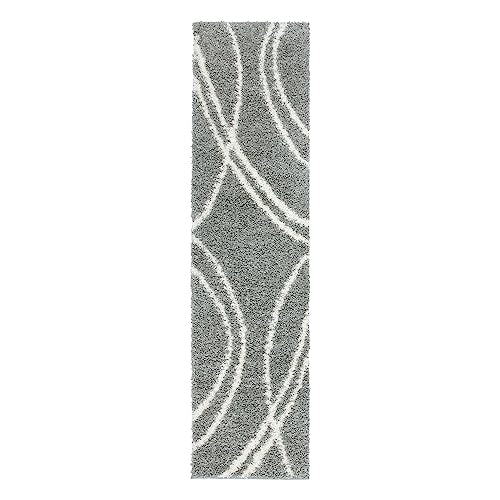 Rugshop Cozy Contemporary Stripe Indoor Shag Area Rug 2' x 3' Gray