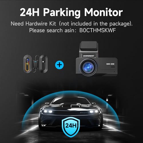 Dash Cam Front and Rear: 2.5K+1080P Dual Dash Camera for Cars, Ecomoment S70 Car Camer with 3.16" IPS Screen, 170° Wide Angle, Night Vision, G-Sensor, 24H Parking Monitor, 32GB SD Card Included