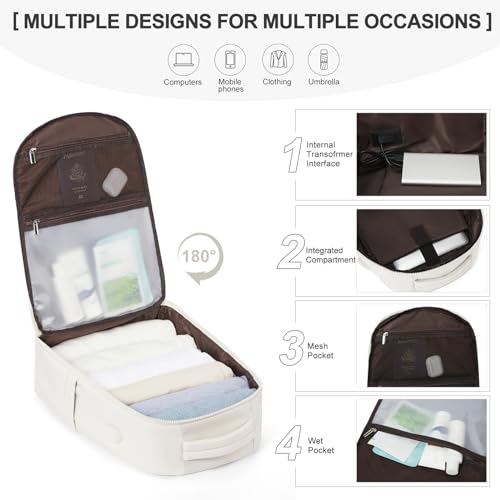 coowoz Travel Backpack for Women Men Mochila de Viaje Laptop Work Backpack Hiking Gym College Backpack Rucksack Travel Essentials Personal Item Travel Bag Carry on Backpack Flight Approved Beige