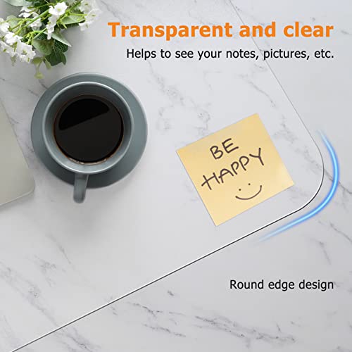 NATRKE Clear Desk Mat Pad, 32"x16" Large Transparent Desk Protector Mat Plastic Desk Mat, 1.5mm PVC Waterproof Non-Slip Clear for Desktop Home Office