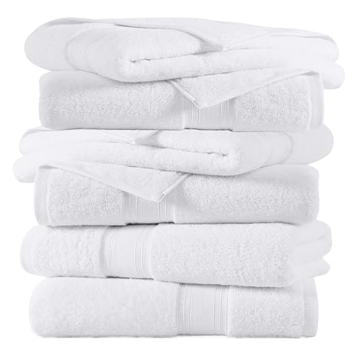 Lane Linen Luxury Bath Towels Set of 6 (24" x 48") - 100% Cotton Towels for Bathroom - Zero Twist, High Absorbency, Durable, Quick Dry Grey Towels Set - Super Soft Grey Bathroom Towels Set - Cool Grey