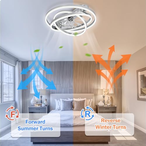 Dawn Whisper 24" Ceiling Fans with Lights, Flush Mount Ceiling Fan with Lights 6-Speed Remote Control, Modern Ceiling Fan with Light Low Profile for Bedroom, Living Room, Kids Room Black