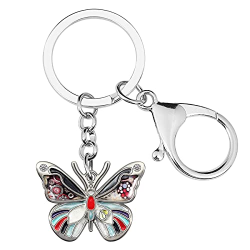 BONSNY Enamel Metal Adrable Butterfly Keychains For Women Car Rings Purse Novelty Charms GIfts (Black)